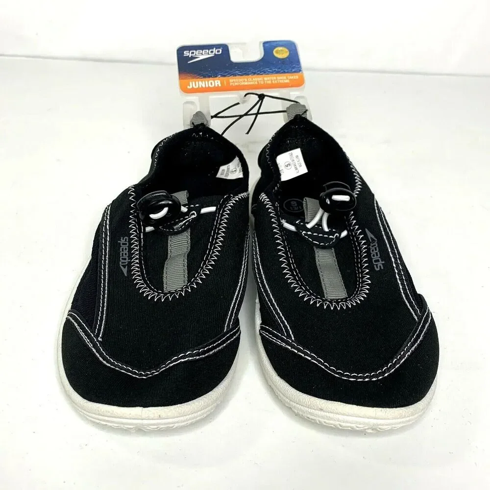 Speedo Jr Youth Water Shoes Size Small 13 - 1 Black Rubber Sole Slip On